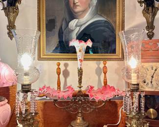 Early Reverse painted on glass wall f Martha Washington