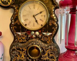 Cast iron inlaid MOP clock