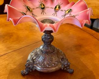 Antique brides bowl with applied portraits
