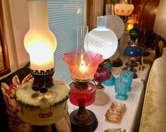 Amazing antique oil lamp collection
