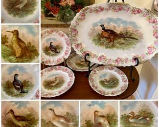 Large game set each plate hand painted with different scene
