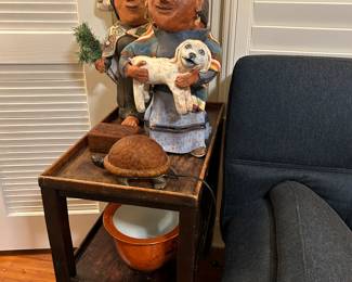 Molly Heizer Sculptures. Antique Side Table.