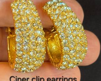 Ciner pave clip earrings