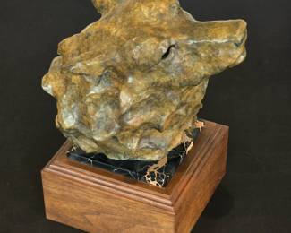 Sherry Sander bronze wolf bust sculpture.
