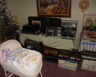 Stereo Equipment, Bassinet, Cassette Holders, Cassette Tapes, Electric Keyboard Decor, etc.