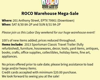 ROCO LABOR DAY WAREHOUSE