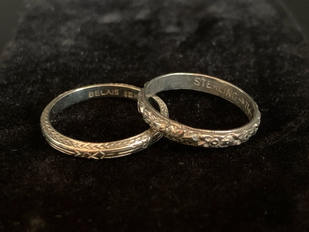 AS182VVintage Womens Bands, 18 K And Sterling