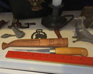 AS118Old World Antiques Pewter And Iron Items