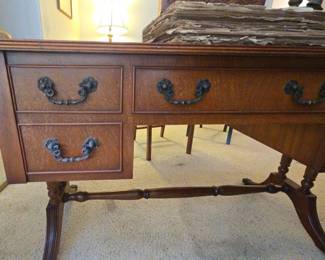 AS100Vintage Drop Leaf Desk With Harpers Weekly Clippings.