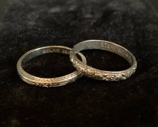 AS182VVintage Womens Bands, 18 K And Sterling