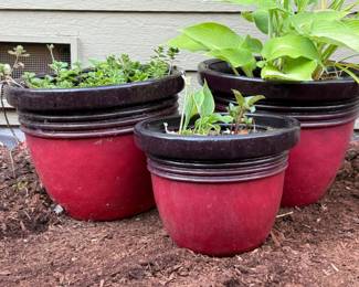 79 2Medium1SmallRedBlackCompositePots