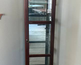 82 DarkBrownWoodenCurioCabinetwGlassShelvesLight