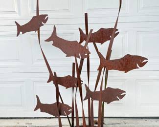 2 MetalSalmonGardenArt
