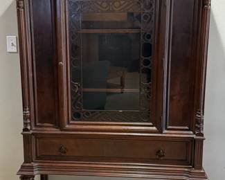 1 DarkBrownSolidWoodDisplayCabinet