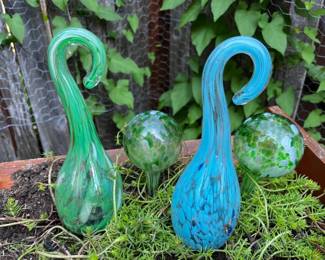 6 4pcGlassGardenArt
