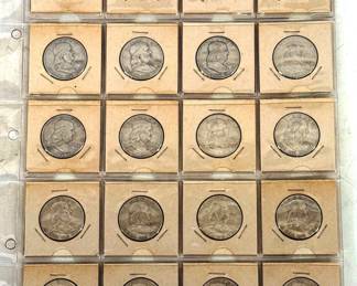 Twenty Franklin Silver Half Dollars