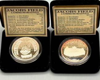 Two Jacobs Field Commoratives Silver Cleveland Indians Coins