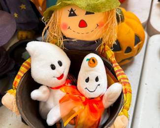 Scarecrow Basket and Ty Ghost Plush Toys