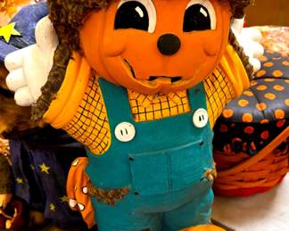 Resin Scarecrow and Pumpkin