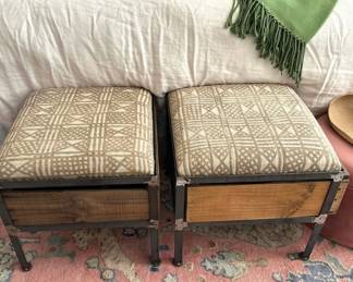 cool industrial wine box and steel stools