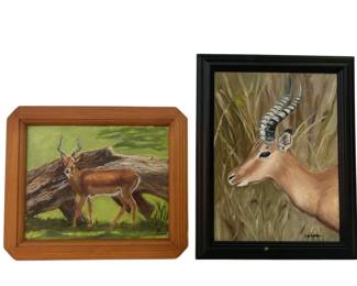 Two Framed Signed Gazelle Paintings