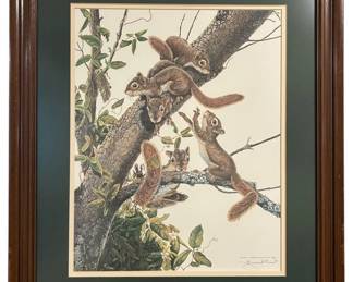 24 x 20.5 Framed Red Squirrels Art Print by Jim Oliver Signed