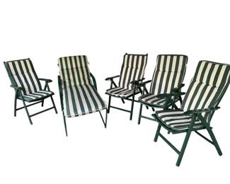 Patio Chairs w Green White Striped Cushions
