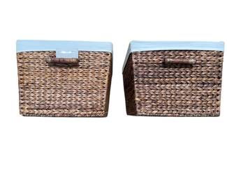 Two Sea Grass Woven Baskets W Liners