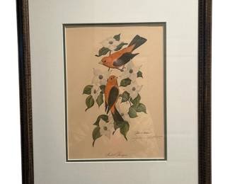 19 x 16 Framed Scarlet Tanagers Art Print by John A. Ruthven Signed