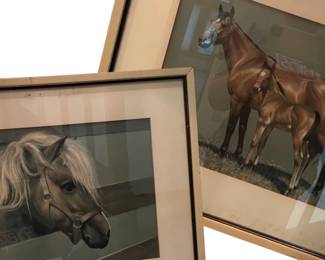 2 Framed Horse Paintings
