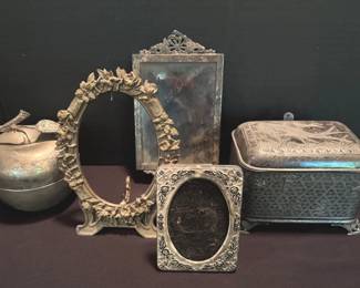 Silver Plated Ink Well Box More