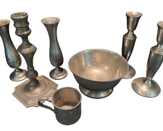Pewter Candleholder, Bowl More