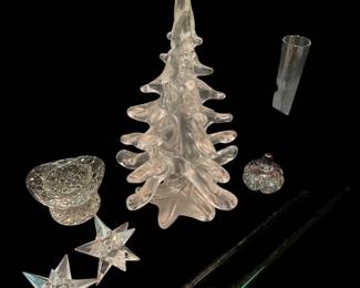 Blown Glass Christmas Tree, Roses, Fenton Top Hat More