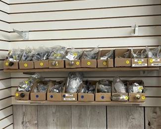 Examples of cabinet hardware, various prices, pricing starts at $1 each
