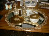 Antique dresser set and perfume bottles