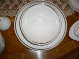 Silver rimmed china close up
