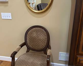 Seating Chair and Gold Framed Mirror