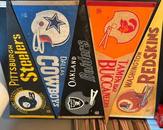 Vintage NFL Pennants - Steelers, Cowboys, Raiders and Redskins