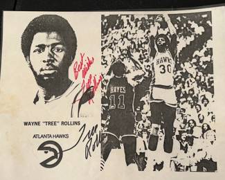 Wayne "Tree" Rollins Signed Atlanta Hawks Picture