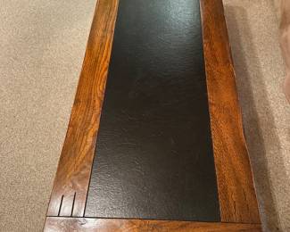 #15 - $200 - Solid oak coffee table with leather inserts top 21tx24wx24d 
