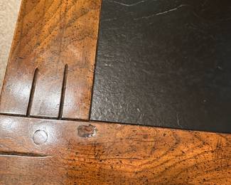 #15 - $200 - Solid oak coffee table with leather inserts top 21tx24wx24d 