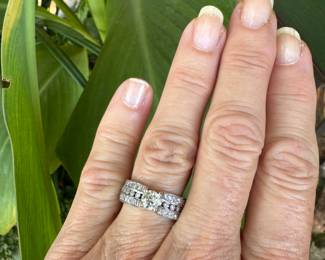 #99-14kt white gold diamond ring 0.50ct & small diamonds 0.50ct - 
