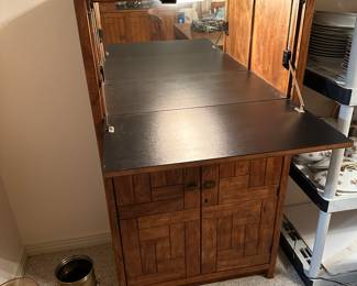 #28 - $340 - Solid oak lighted tall bar 50tx28wx16d