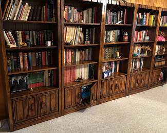 #7 - $140 - Solid oak book shelves with 2 doors - 5 available 73tx30wx15d