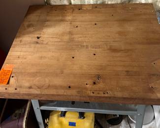 #53 - $90 - Solid wood top work table 33tx26wx20