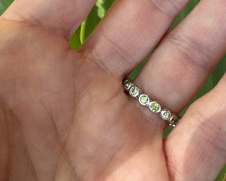 #90 -$220 each - 18kt yellow gold band with peridot stones sz 6 -