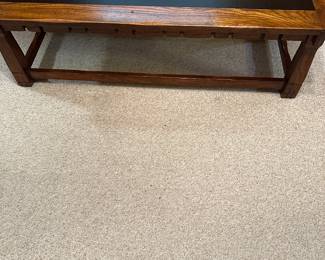 #15 - $200 - Solid oak coffee table with leather inserts top 21tx24wx24d 
