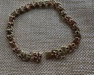 #115 - $925 - Vintage 14kt pink & yellow gold link bracelet - 8 1/2" Long -19.12 grams 
