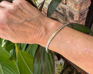 #116 - $900 - 14kt white yellow & rose gold -  2 3/4" opening - 18.12 grams