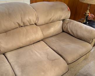 #13 - $200 - Cream suede couch 32hx89wx38d